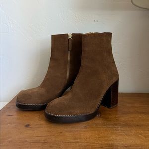 Zara brown suede chunky boots size 38